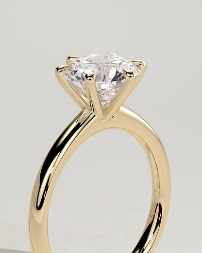 Daniela - Round Claw Solitaire with Solid Cathedral High Setting Engagement Ring - Yellow Gold