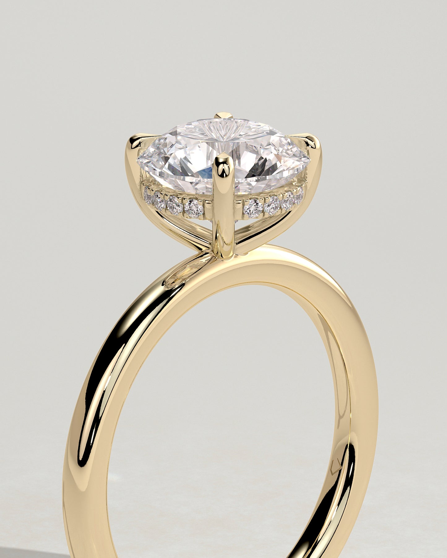 Bindi - Round Claw Solitaire with Hidden Halo Engagement Ring - Yellow Gold - Yellow Gold 2ct