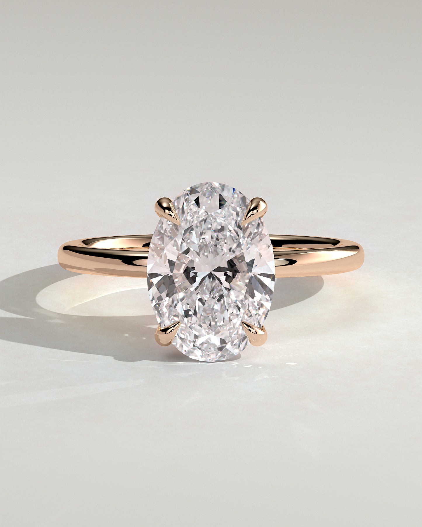 Daisy - Classic Oval Claw Solitaire Engagement Ring - Rose Gold