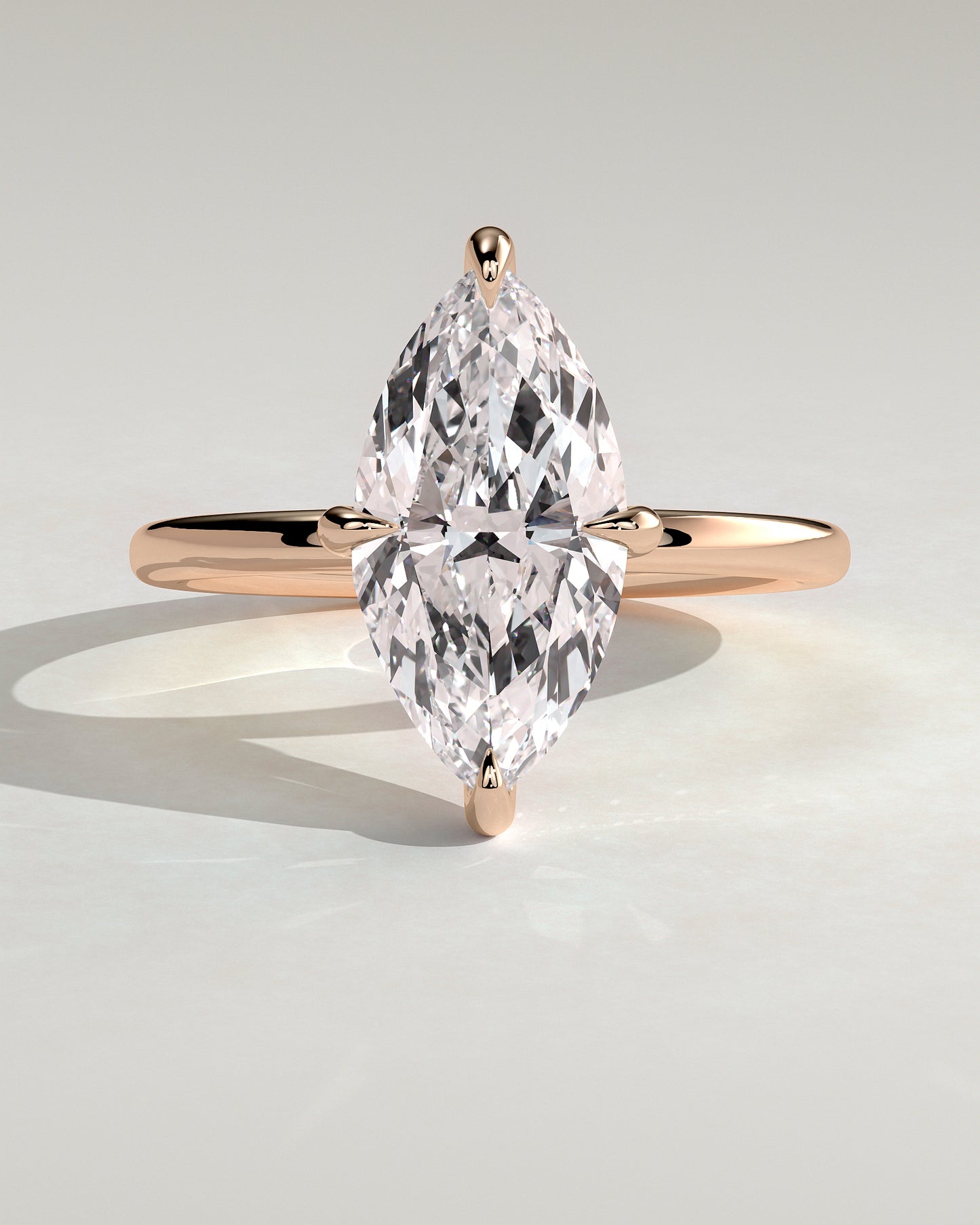 Hellen - Marquise Claw Solitaire with Hidden Halo Engagement Ring - Rose Gold