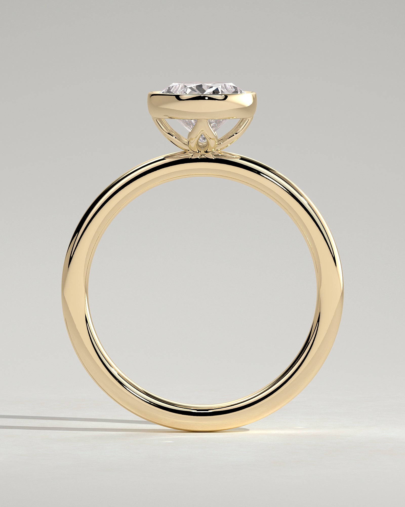 Armani - Oval Bezel Solitaire with Petal Gallery Engagement Ring - Yellow Gold - Yellow Gold 2ct