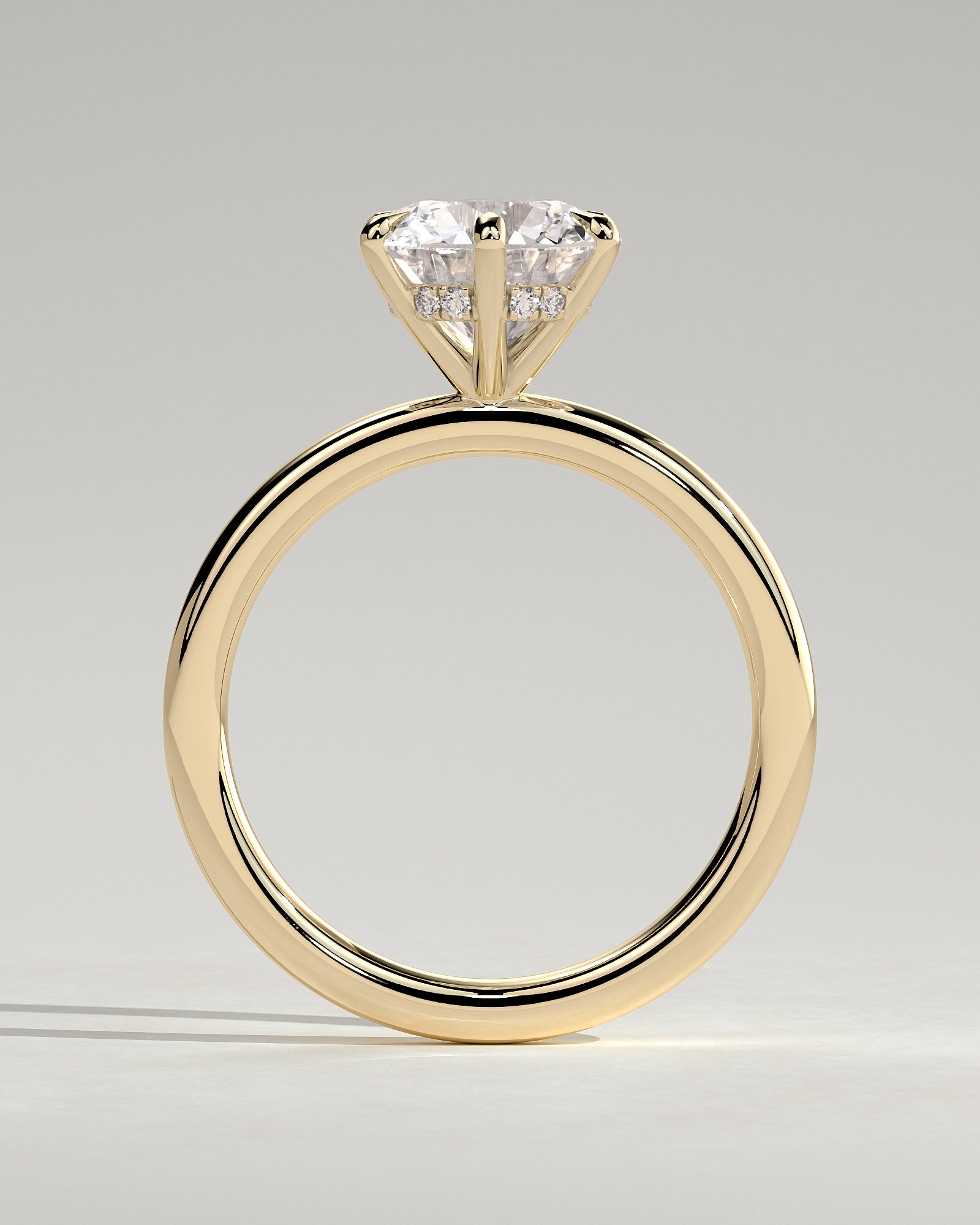 Anna - Round Claw Solitaire with Hidden Halo Engagement Ring - Yellow Gold - Yellow Gold 2ct