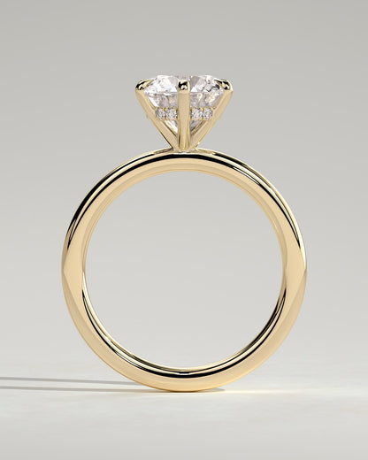 Anna - Round Claw Solitaire with Hidden Halo Engagement Ring - Yellow Gold - yellow gold - Lara Jewels