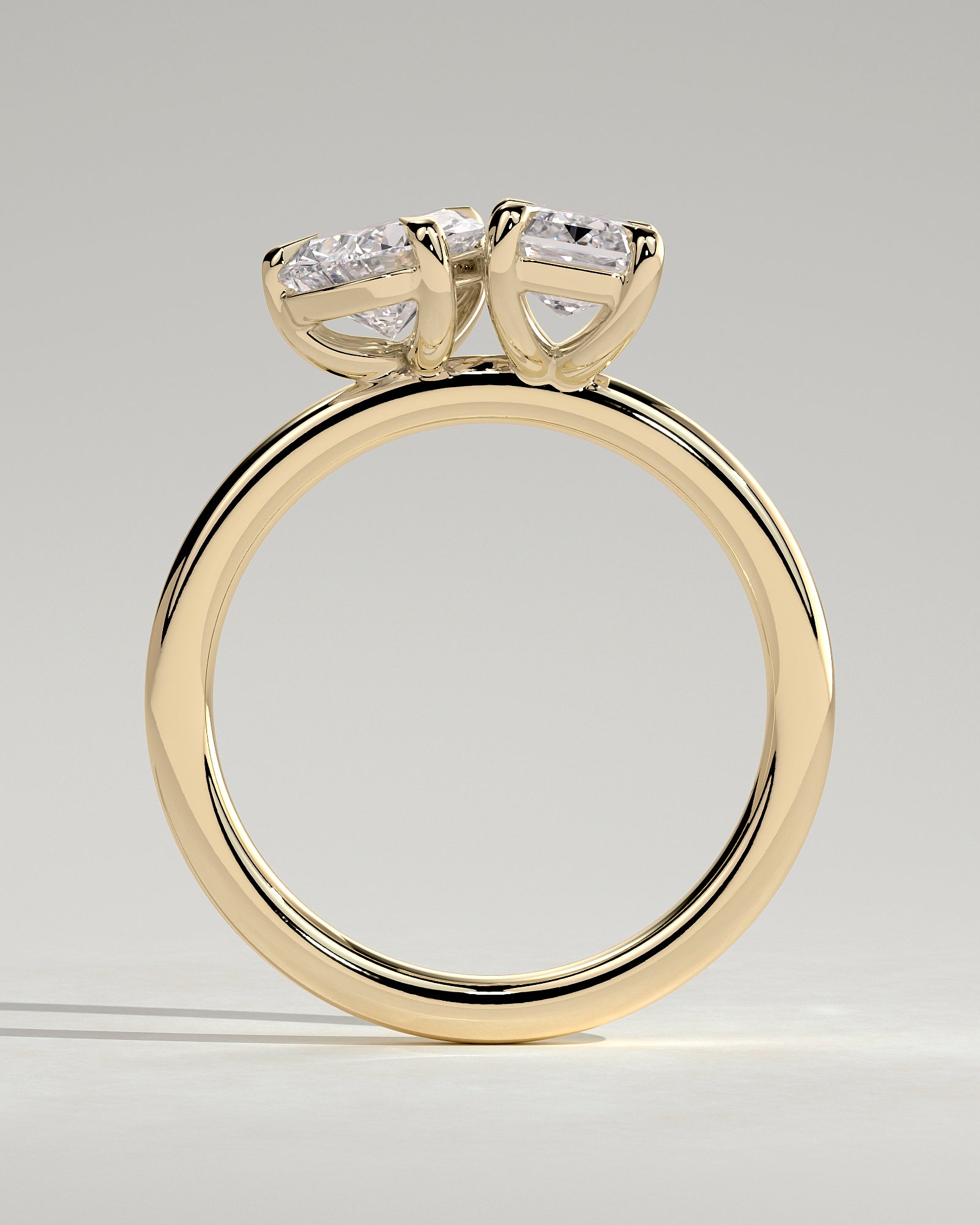 Amor - Pear and Emerald Claw Toi et Moi Engagement Ring - Yellow Gold - Yellow Gold 2ct