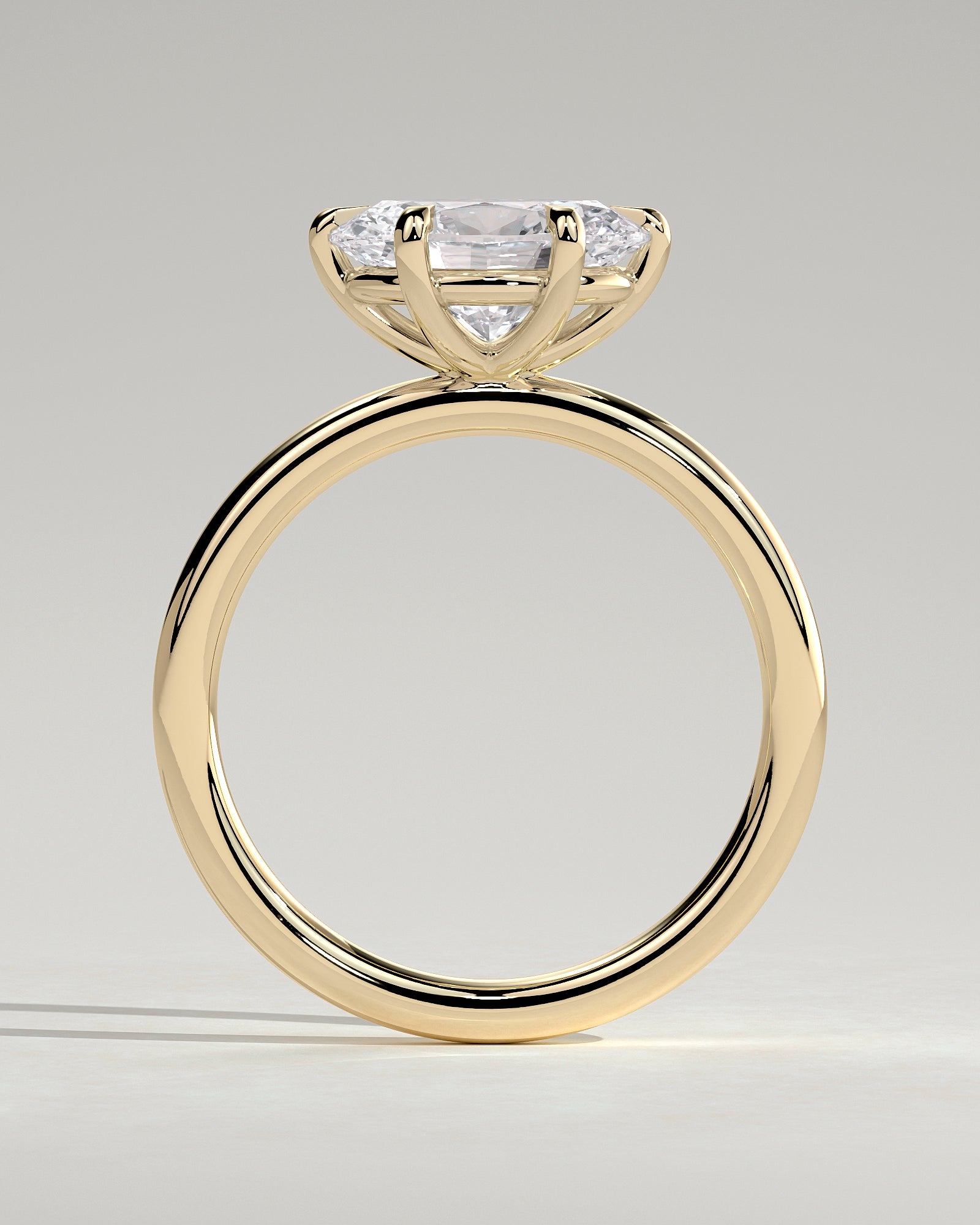 Allison - Oval East West Claw Solitaire Engagement Ring - Yellow Gold - Yellow Gold 2ct