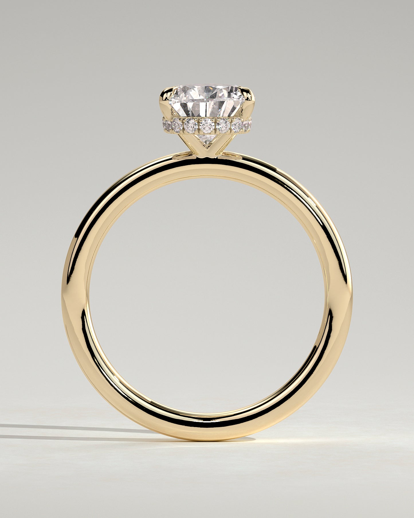 Ainsley - Pear Claw Solitaire with Wrap Around Hidden Halo Engagement Ring - Yellow Gold - Yellow Gold 2ct