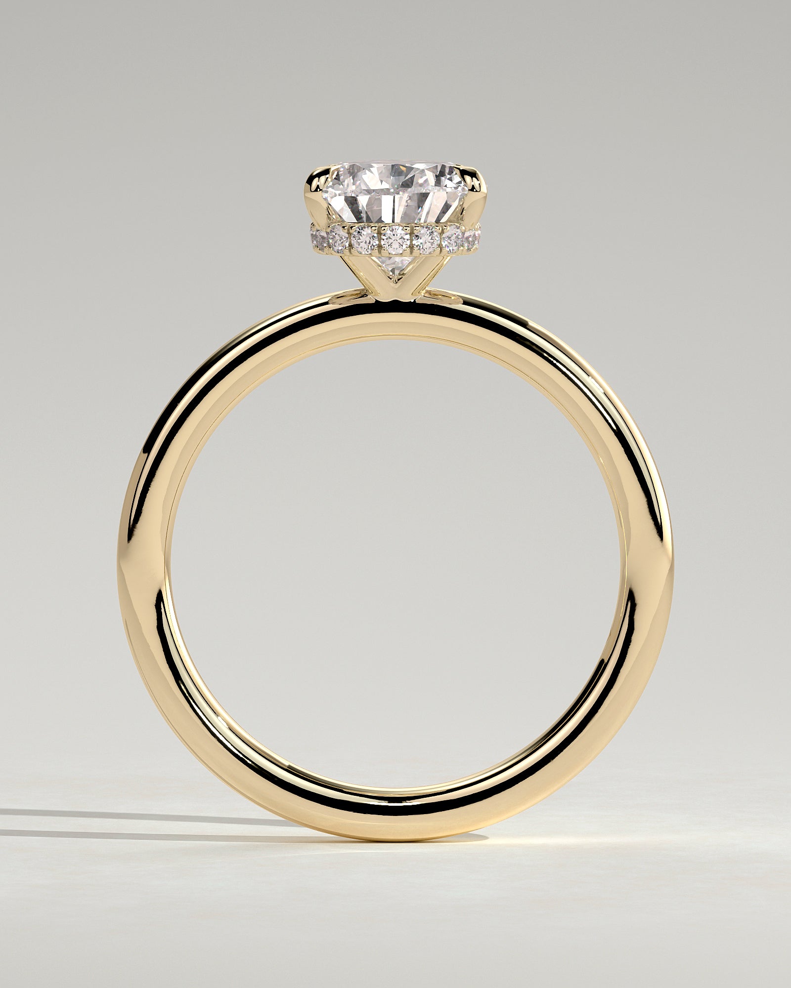Ainsley - Pear Claw Solitaire with Wrap Around Hidden Halo Engagement Ring - Yellow Gold - Yellow Gold 2ct