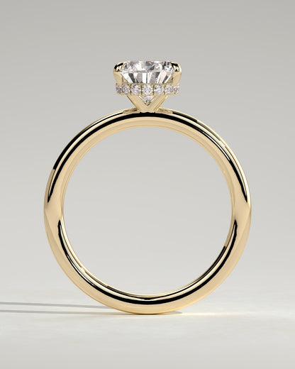 Ainsley - Pear Claw Solitaire with Wrap Around Hidden Halo Engagement Ring - Yellow Gold - yellow gold - Lara Jewels