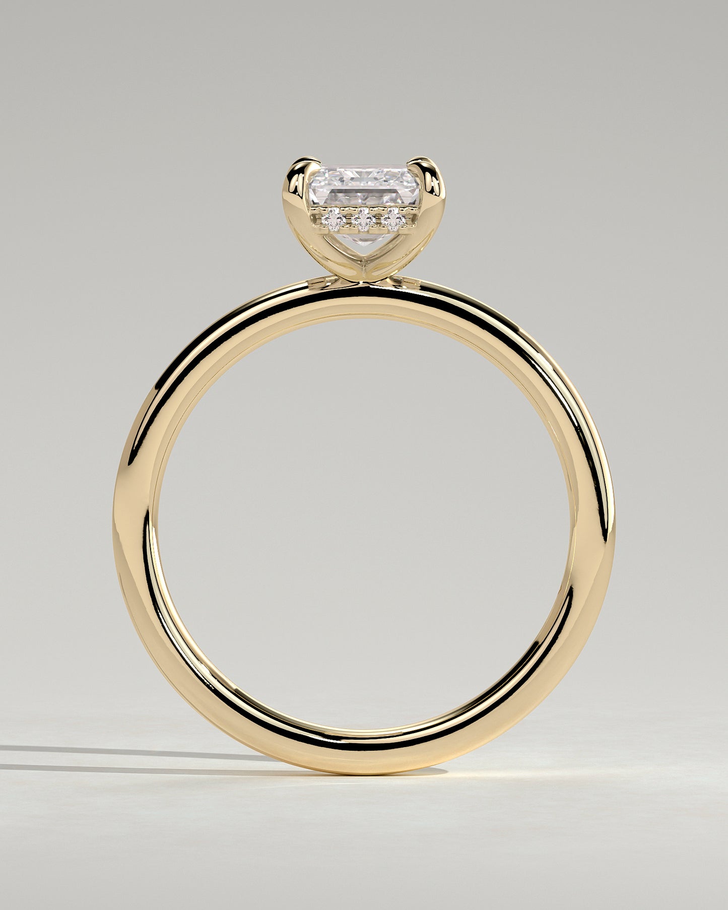 Alice - Emerald Claw Solitaire with Hidden Halo Engagement Ring - Yellow Gold - Yellow Gold 2ct