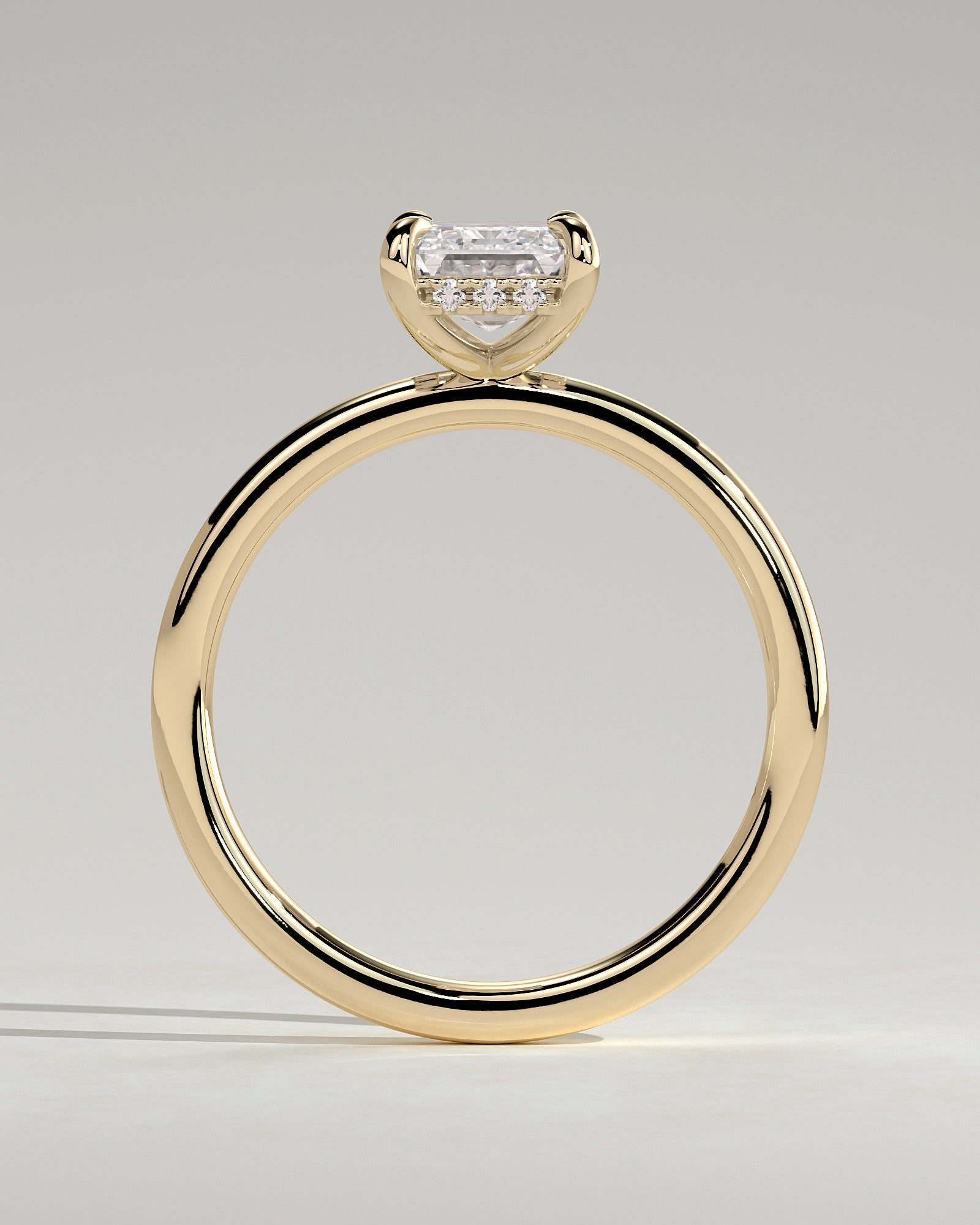 Alice - Emerald Claw Solitaire with Hidden Halo Engagement Ring - Yellow Gold - Yellow Gold 2ct