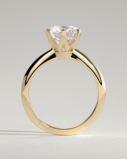 Caroline - Round Claw Solitaire with Knife Edge Band Engagement Ring - Yellow Gold