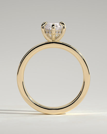 Aisha - Marquise Claw Solitaire with Flat Cigar Band and Hidden Halo Engagement Ring - Yellow Gold - yellow gold - Lara Jewels
