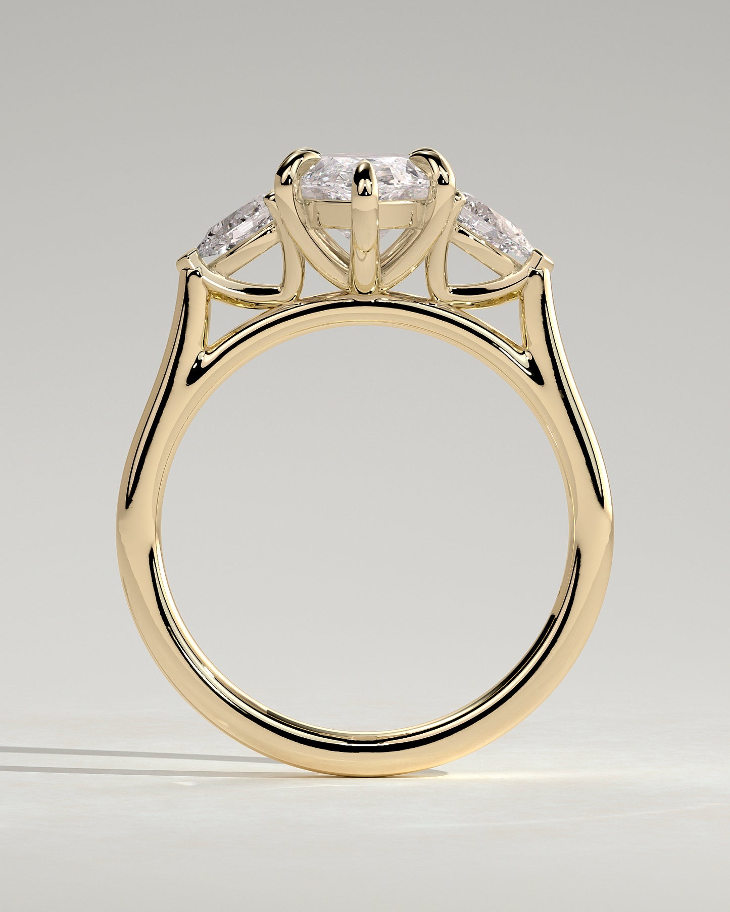 Chantelle - Marquise Claw Trilogy with Pear Side Stones and Cathedral Setting Engagement Ring - Yellow Gold - Yellow Gold 2ct