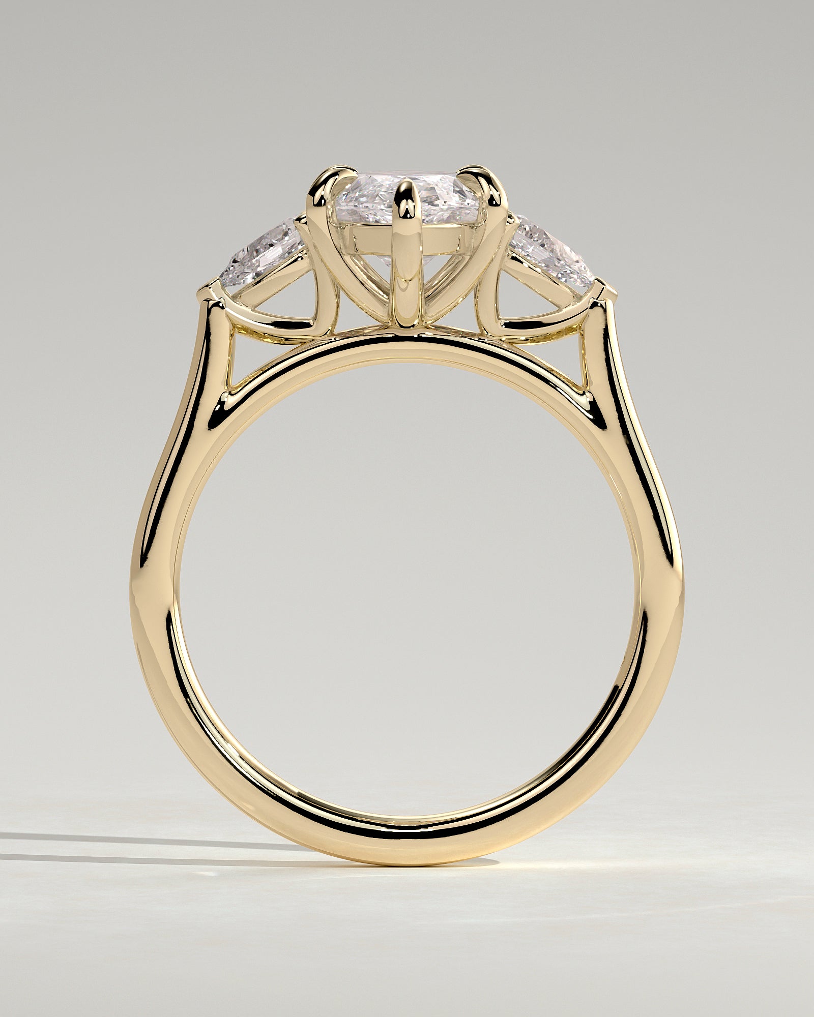 Chantelle - Marquise Claw Trilogy with Pear Side Stones and Cathedral Setting Engagement Ring - Yellow Gold - Yellow Gold 2ct