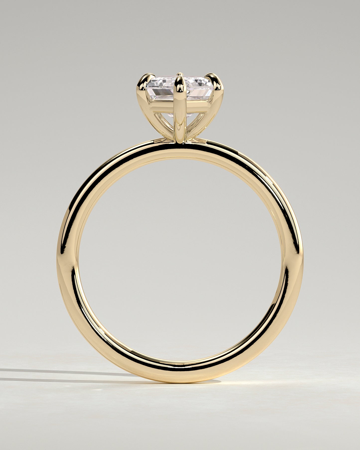 Cynthia - Classic Elongated Hexagon Claw Solitaire Engagement Ring - Yellow Gold - Yellow Gold 2ct