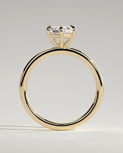 Cynthia - Classic Elongated Hexagon Claw Solitaire Engagement Ring - Yellow Gold