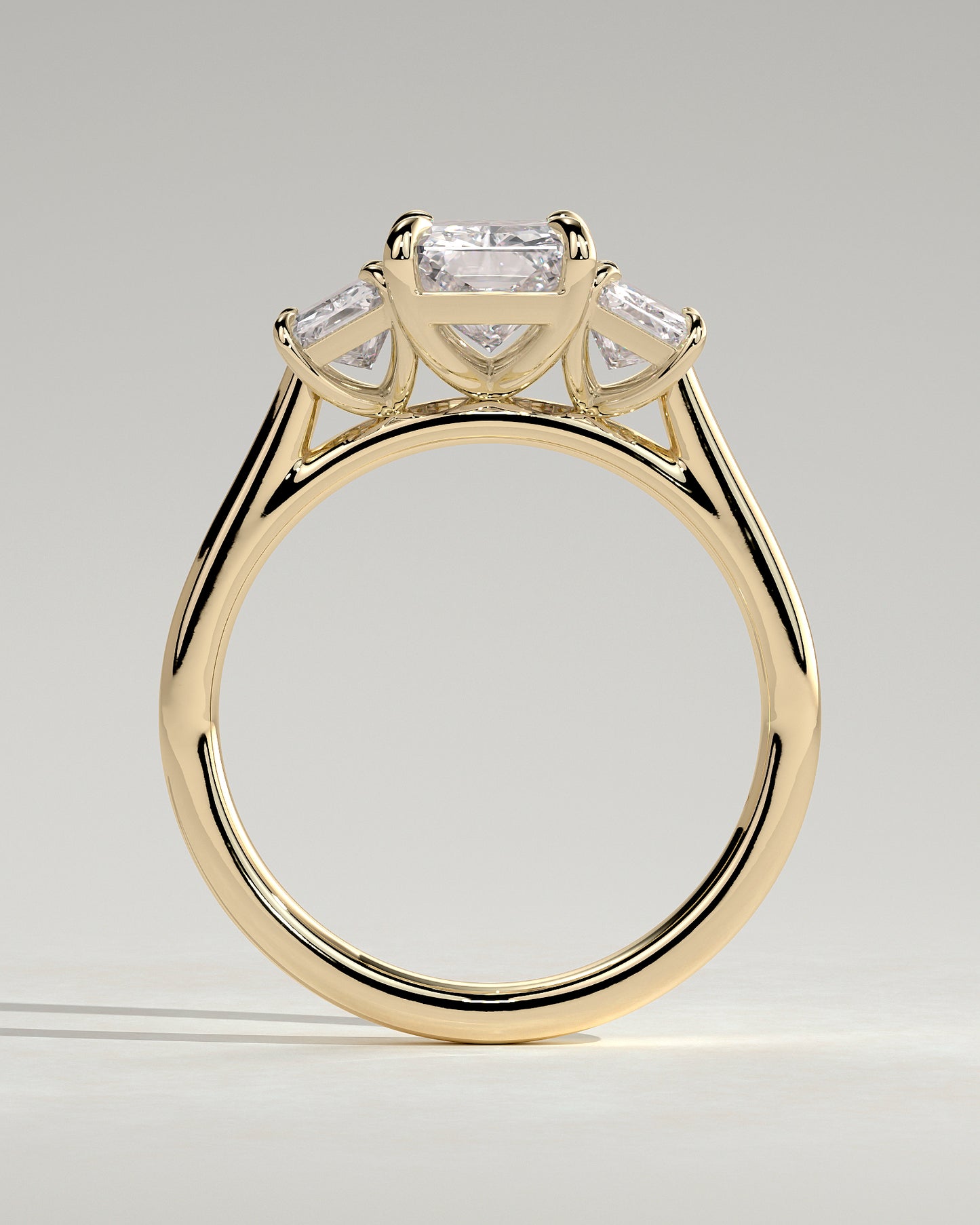 Ayla - Classic Radiant Claw Trilogy Engagement Ring - Yellow Gold - Yellow Gold 2ct