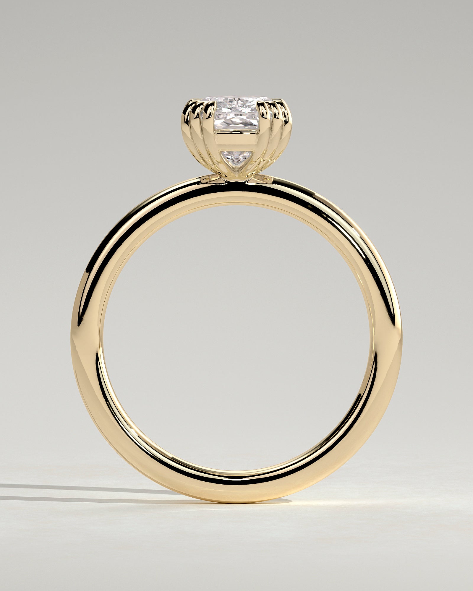 Helena - Elongated Cushion Triple Claw Solitaire Engagement Ring - Yellow Gold - Yellow Gold 2ct