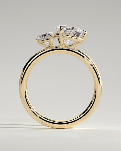 Francesca - Pear and Pear Claw Toi et Moi Engagement Ring - Yellow Gold