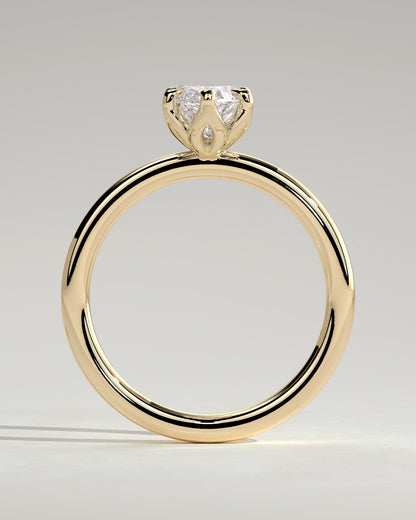 Eve - Marquise Claw Solitaire with Petal Gallery Engagement Ring - Yellow Gold