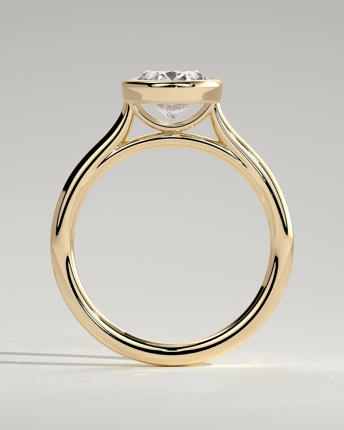 Daphne - Oval Bezel Solitaire with Cathedral High Setting Engagement Ring - Yellow Gold - Yellow Gold 2ct