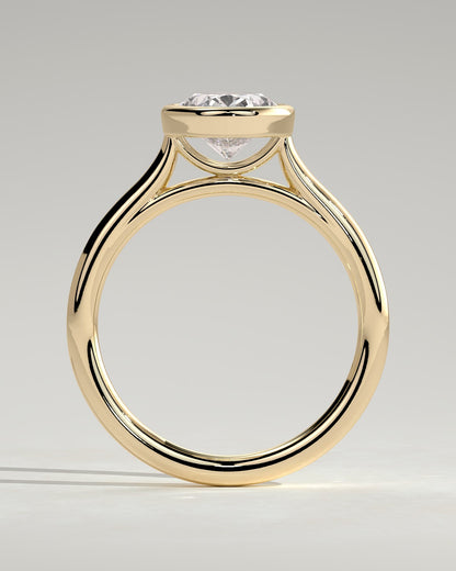 Daphne - Oval Bezel Solitaire with Cathedral High Setting Engagement Ring - Yellow Gold