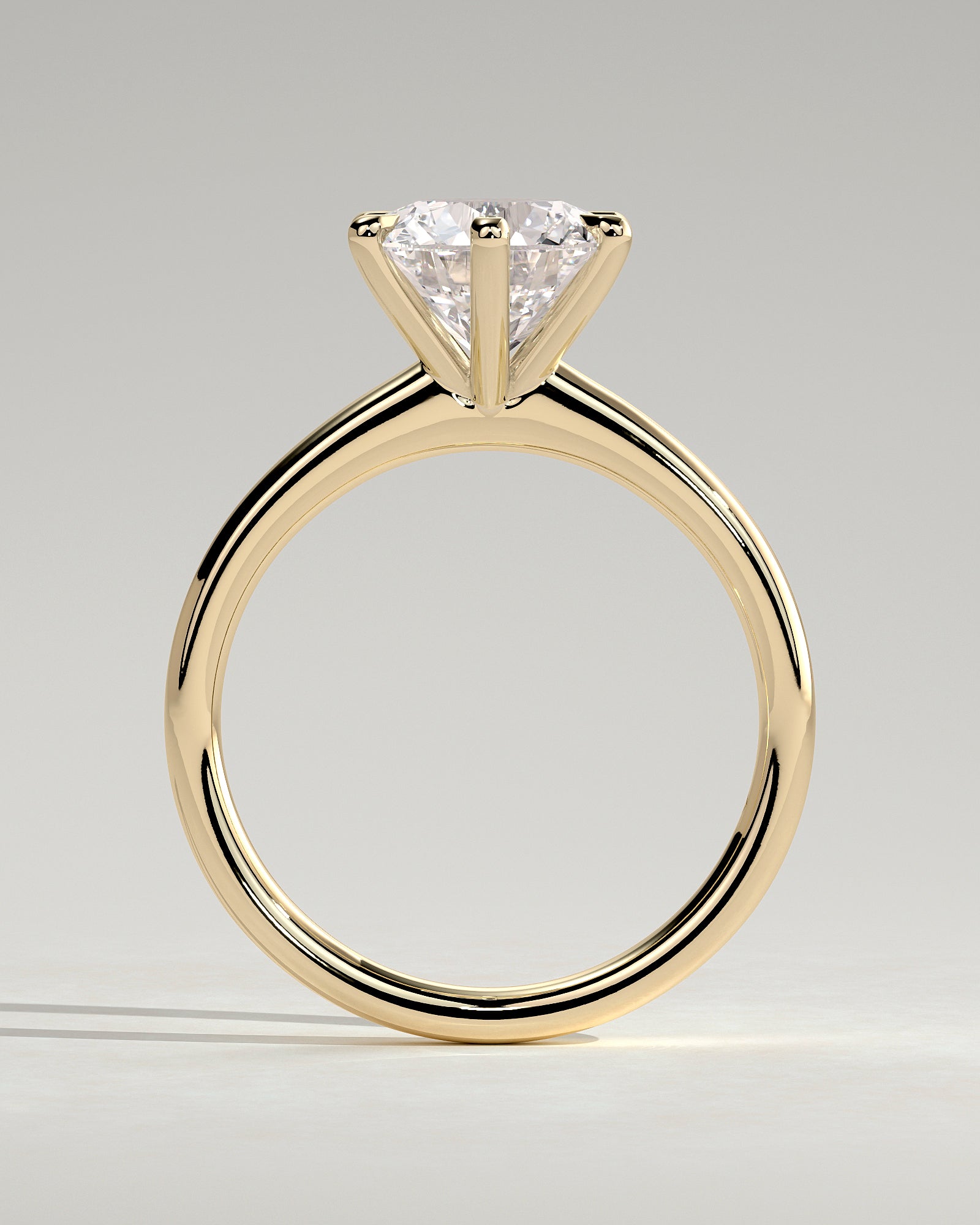 Daniela - Round Claw Solitaire with Solid Cathedral High Setting Engagement Ring - Yellow Gold - Yellow Gold 2ct
