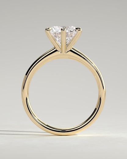 Daniela - Round Claw Solitaire with Solid Cathedral High Setting Engagement Ring - Yellow Gold