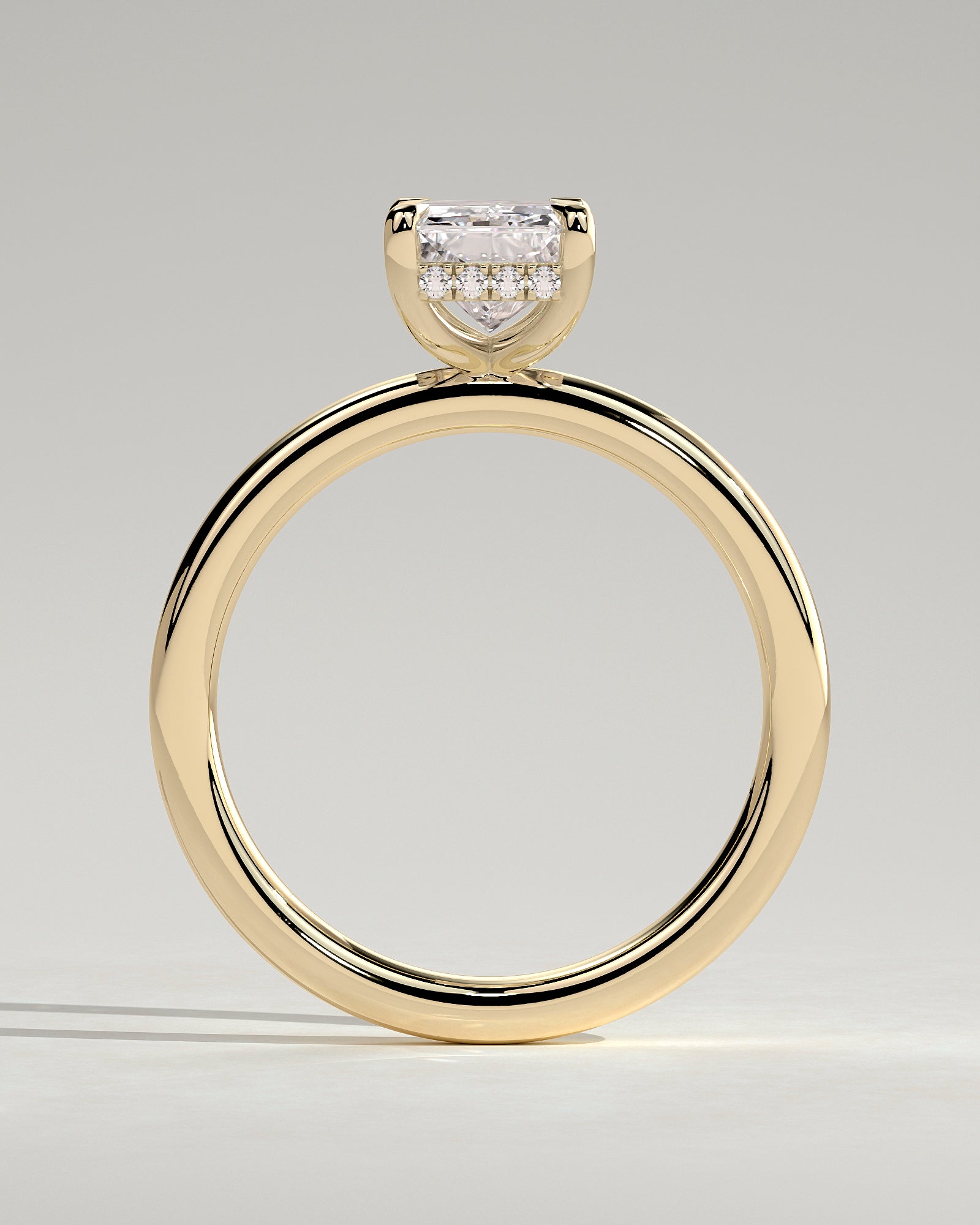 Carly - Radiant Claw Solitaire with Hidden Halo Engagement Ring - Yellow Gold - Yellow Gold 2ct