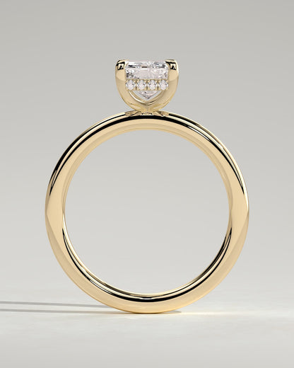 Carly - Radiant Claw Solitaire with Hidden Halo Engagement Ring - Yellow Gold