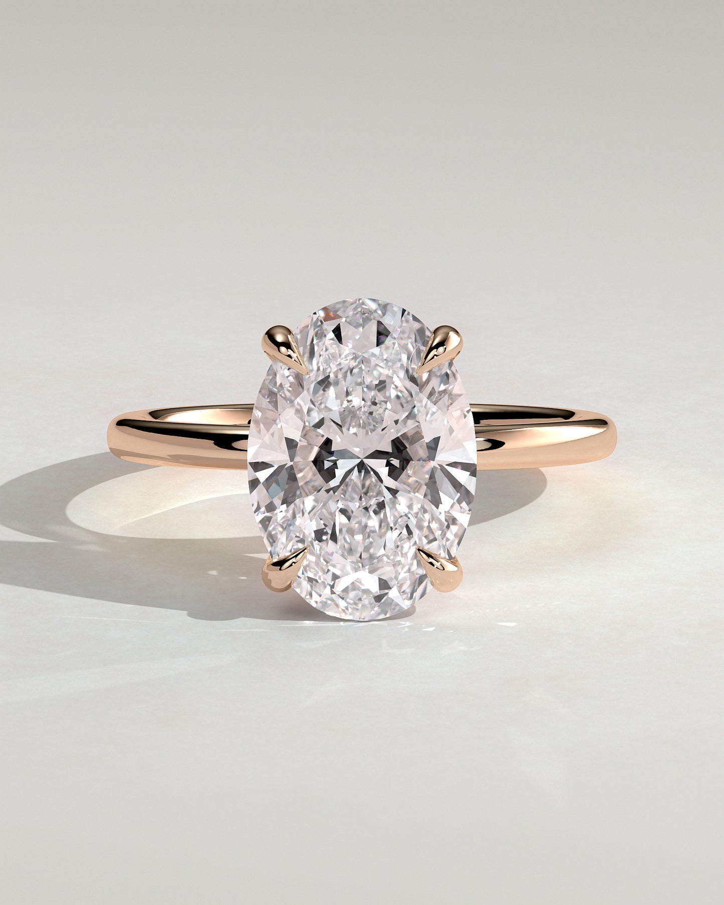 Daisy - Classic Oval Claw Solitaire Engagement Ring - Rose Gold