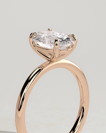 Daisy - Classic Oval Claw Solitaire Engagement Ring - Rose Gold