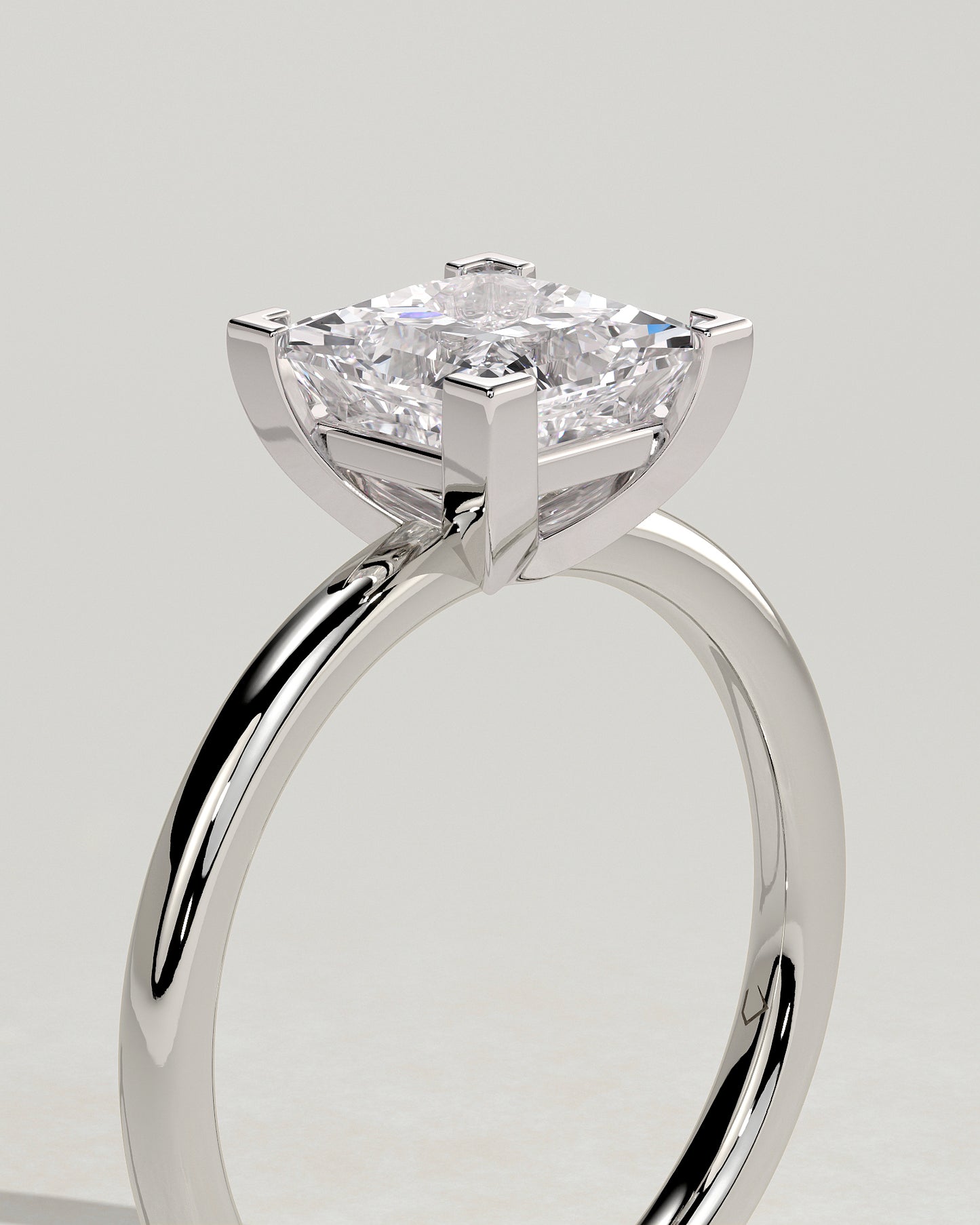 Glinda - Princess Claw Solitaire Engagement Ring - Platinum - White Gold / Platinum 2ct
