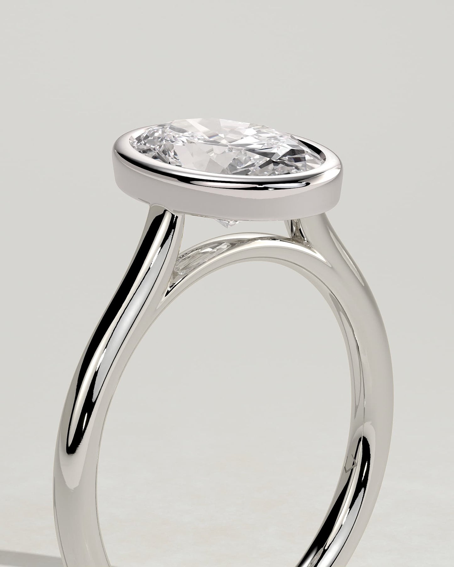 Lexie - Statement Oval Bezel Solitaire with Open Cathedral High Setting Engagement Ring - Platinum