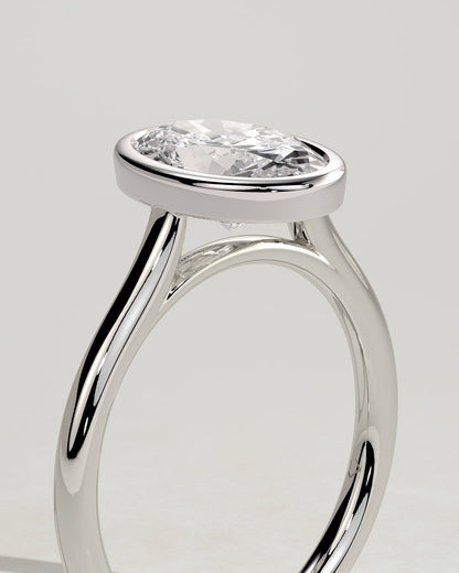Lexie - Statement Oval Bezel Solitaire with Open Cathedral High Setting Engagement Ring - Platinum
