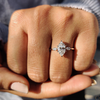 Marquise Engagement Ring In 3 Stone Setting