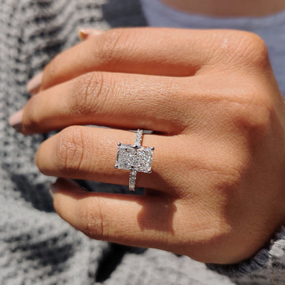 Radiant Cut Ring In Pave Setting
