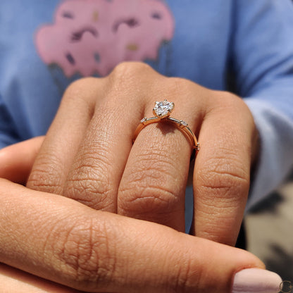 Pear Cut Diamond Ring With Distance Pave Setting
