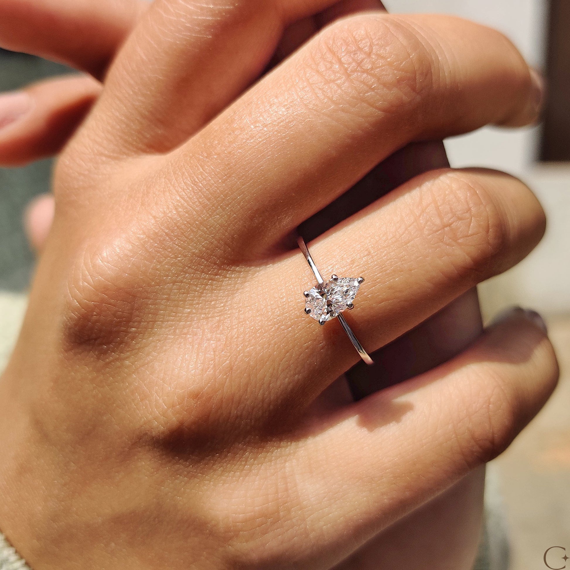 Pear Shaped Diamond Ring In Solitaire Style