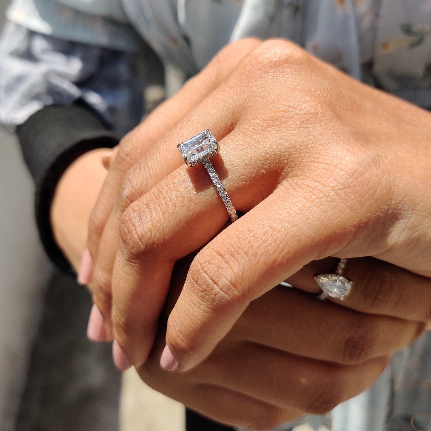 Emerald Cut Engagement Ring in Pave Setting