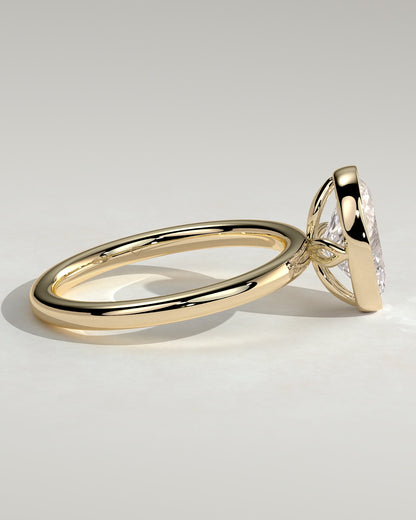 Armani - Oval Bezel Solitaire with Petal Gallery Engagement Ring - Yellow Gold