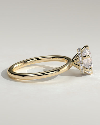 Aria - Round Claw Solitaire with Wrap Around Hidden Halo Engagement Ring - Yellow Gold - yellow gold - Lara Jewels