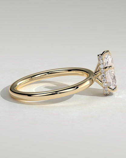 Ainsley - Pear Claw Solitaire with Wrap Around Hidden Halo Engagement Ring - Yellow Gold - yellow gold - Lara Jewels