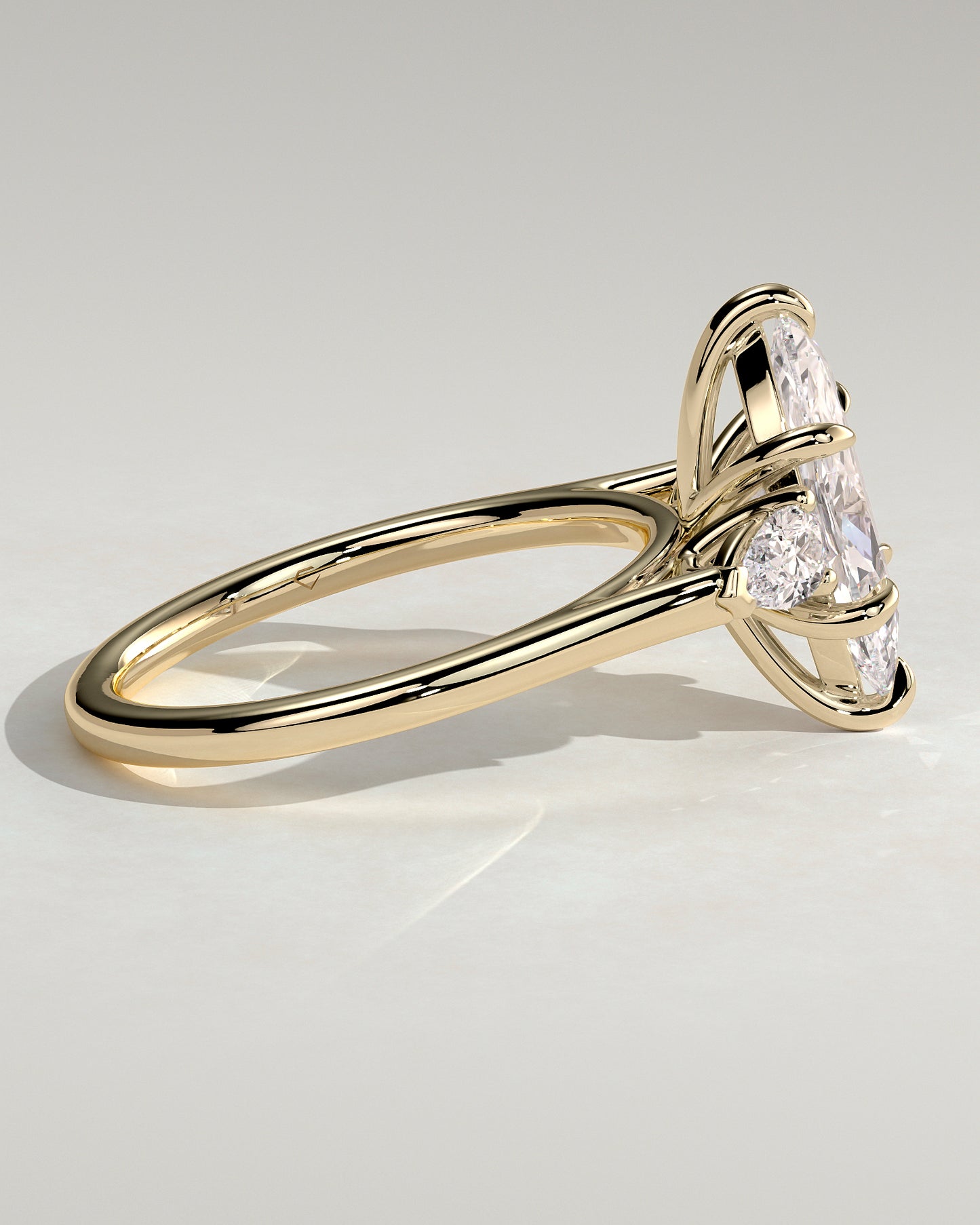 Chantelle - Marquise Claw Trilogy with Pear Side Stones and Cathedral Setting Engagement Ring - Yellow Gold - Yellow Gold 2ct