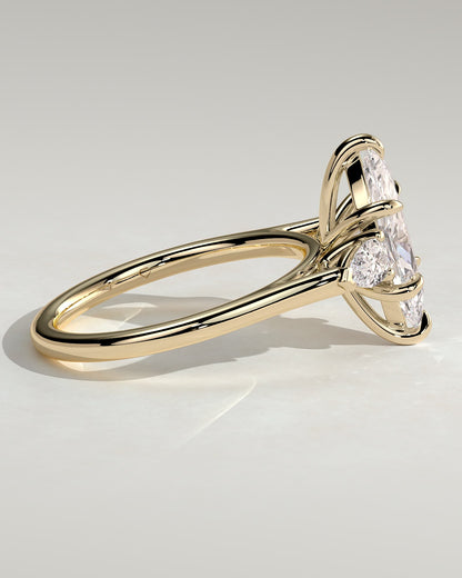 Chantelle - Marquise Claw Trilogy with Pear Side Stones and Cathedral Setting Engagement Ring - Yellow Gold
