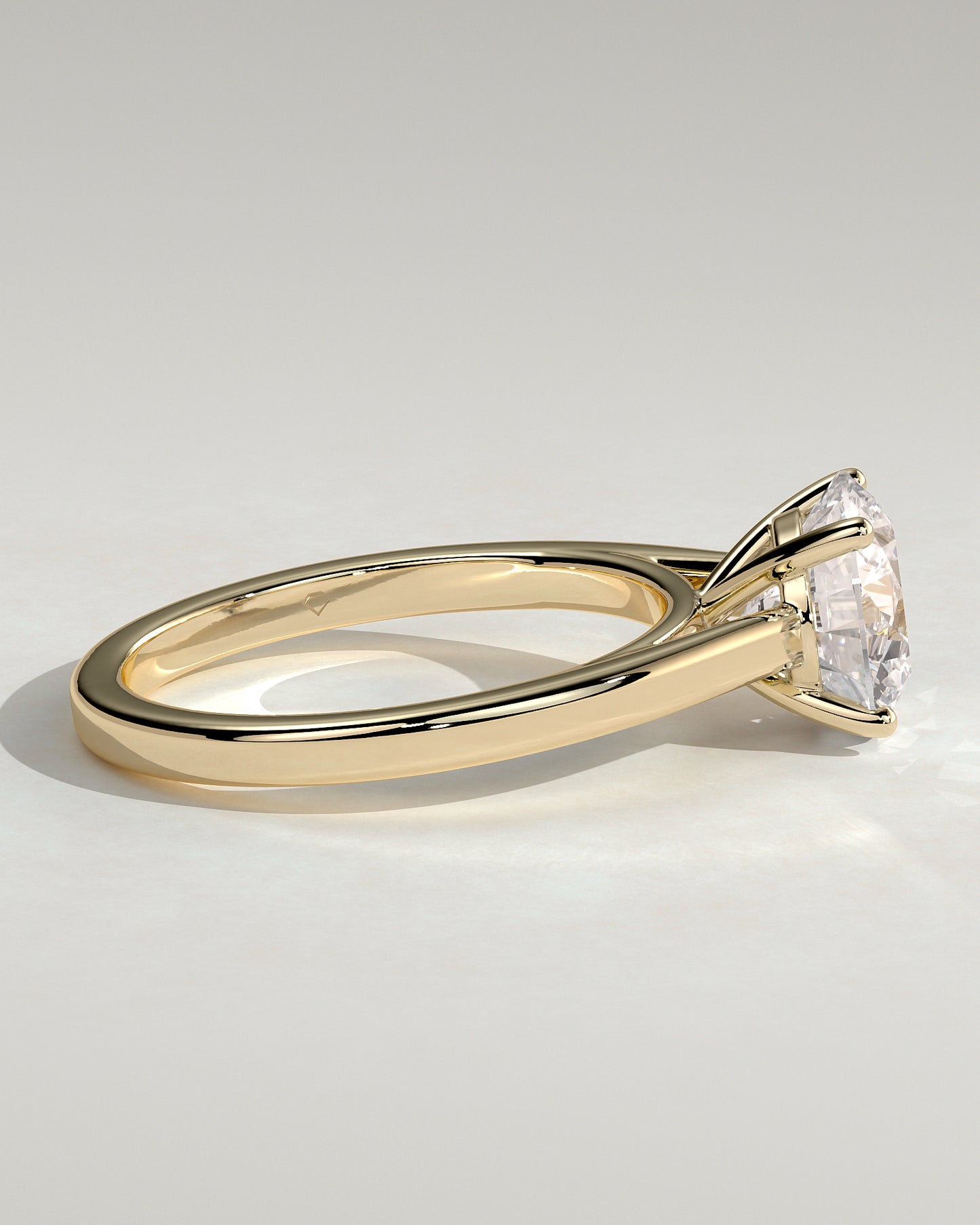 Georgia - Round Claw Solitaire with Flat Band and Cathedral High Setting Engagement Ring - Yellow Gold - Yellow Gold 2ct