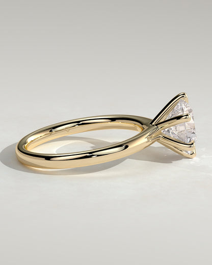 Daniela - Round Claw Solitaire with Solid Cathedral High Setting Engagement Ring - Yellow Gold