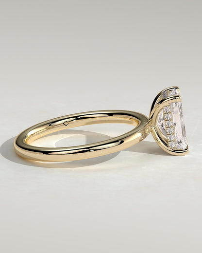 Carly - Radiant Claw Solitaire with Hidden Halo Engagement Ring - Yellow Gold