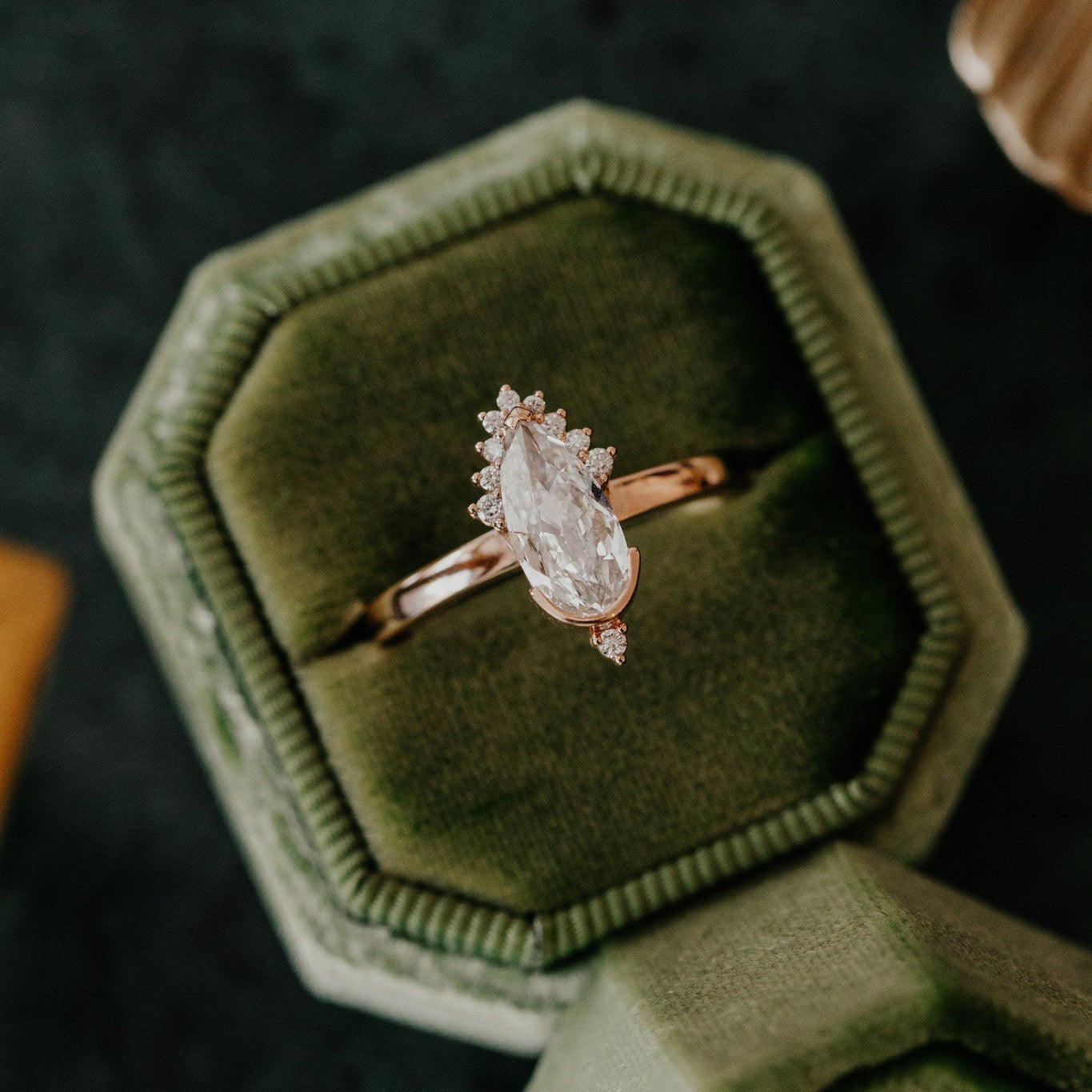 The Astaire Elongated Pear Diamond Ring