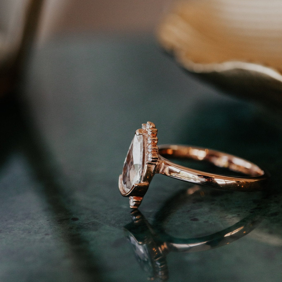 The Astaire Elongated Pear Diamond Ring